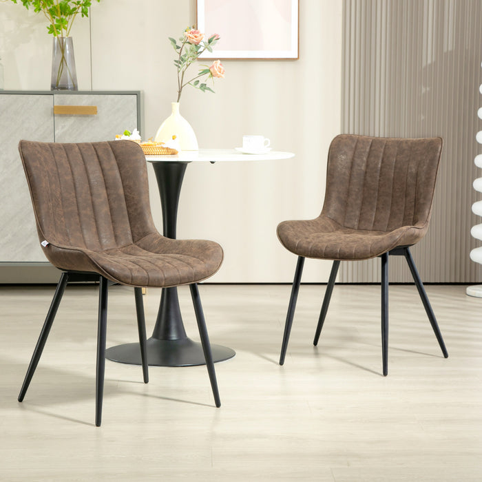 HOMCOM Dining Chairs Set of 2, Upholstered Kitchen Chairs with Backrest