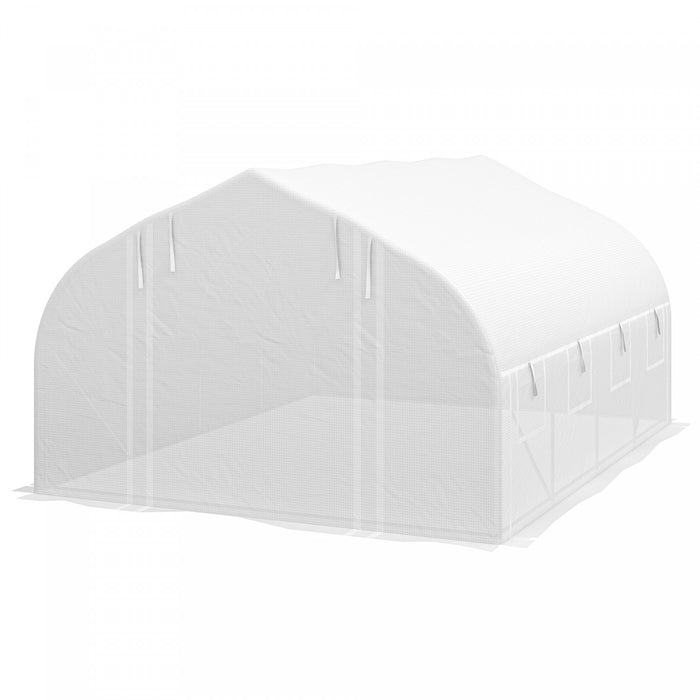 Outsunny 13 X 9.8ft Walk-in Polytunnel Greenhouse, Zipped Roll Up Sidewalls