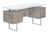 Computer Desk Home Office Left-Right Set-Up Storage Drawers White & Grey Concrete Laminate White Metal Contemporary Modern