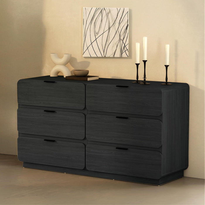 Chrystie Contemporary Modern 60\" Dresser in Black (6-Drawer)