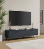 Jodie Mid-Century Modern 69" Fluted TV Stand in Charcoal Gray | Meuble TV Jodie style milieu du siecle a cannelures, 175 cm, gris charbon