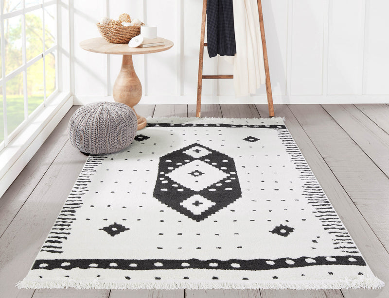 Lyra Contemporary 9'10\" x 12'10\" Area Rug in Ivory Indoor Area Rug