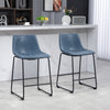 HOMCOM Bar Stools Set of 2, Counter Height Barstools with Back