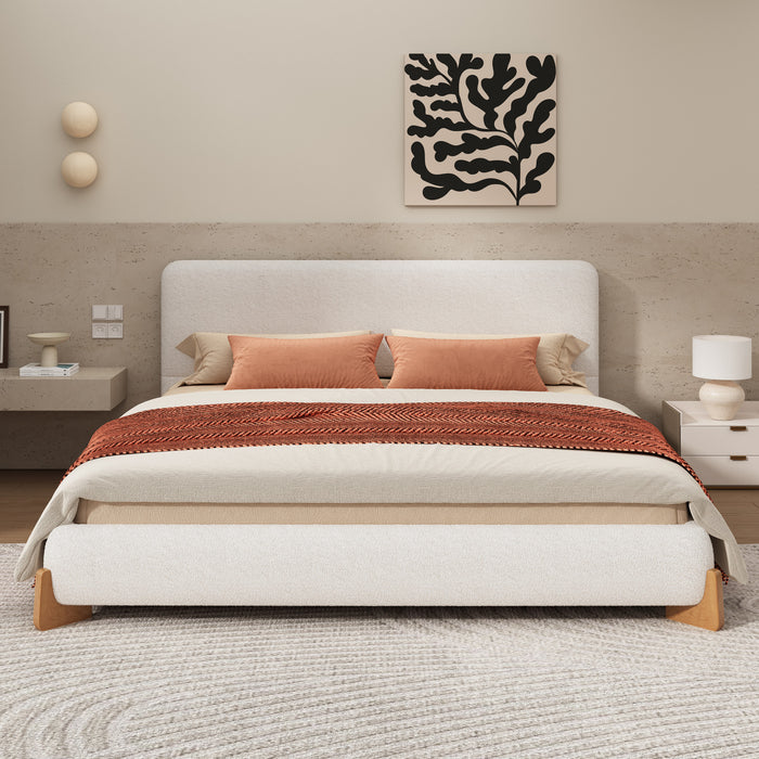 Olivia Elegant Comfortable Upholstered Bed,King Size,White King Bed