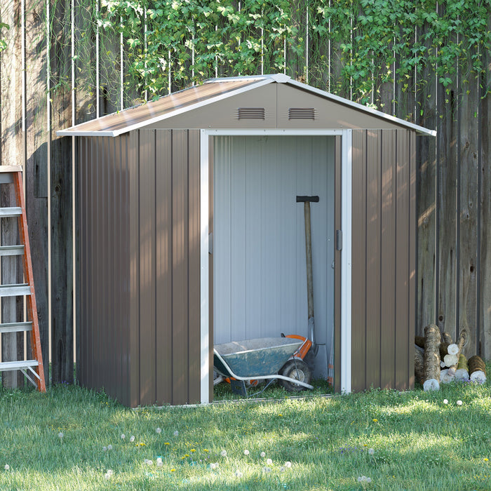 Outsunny 6.5ft X 3.5ft Metal Garden Shed, Large Outdoor Shed Storage Building With Double Sliding Doors And 4 Vents, Grey