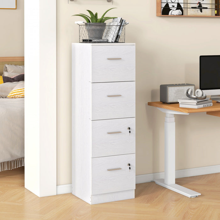 HOMCOM 4 Drawer File Cabinet Locking Filing Cabinet for A4 and Letter Size