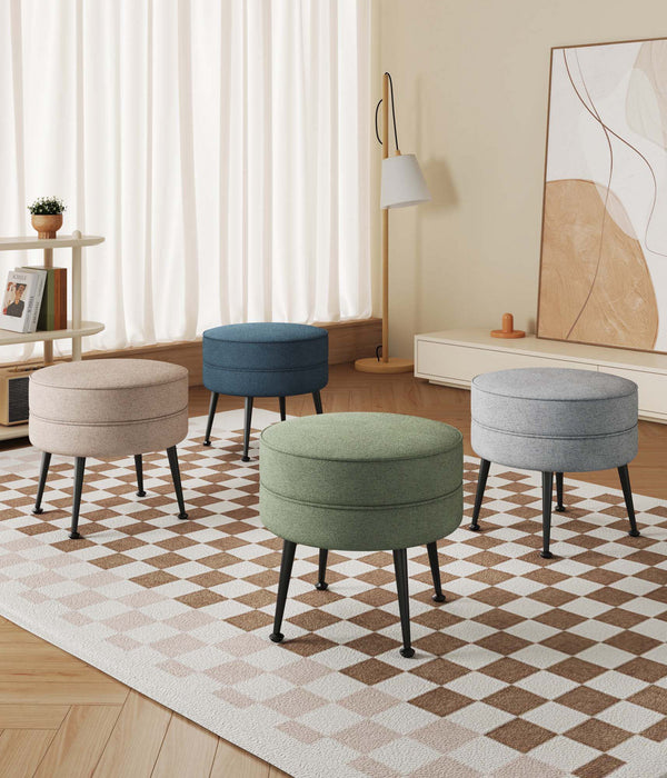 Bailey Mid-Century Modern 1-Piece Accent Ottoman in Blue, Gray, Wheat and Sage Green