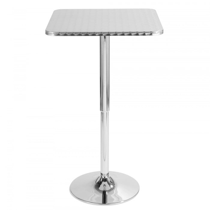 LumiSource Bistro Contemporary Adjustable Square Bar Dining Table - Silver