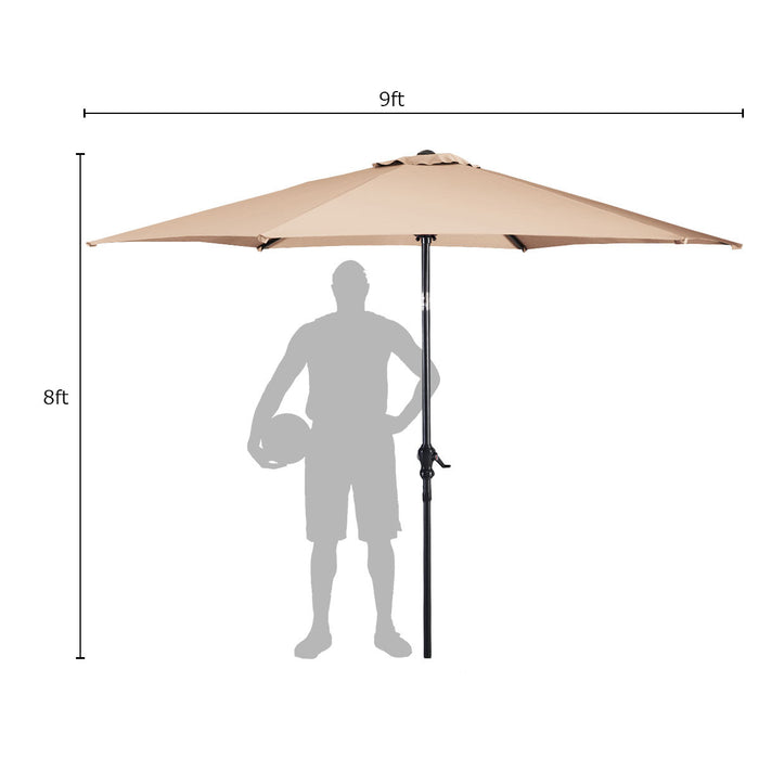 Costway 9FT Patio Umbrella Market Sun Shade Steel Tilt W/ Crank Outdoor Yard Garden