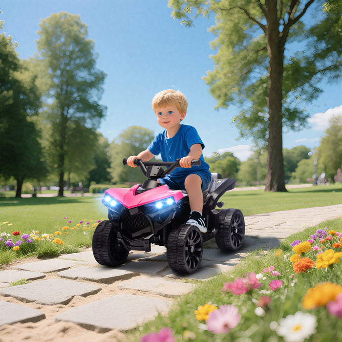Qaba Kids ATV 4 Wheeler, 6V Battery Powered Electric Ride on Car with Music and LED Headlights for Ages 3-8 Years Boys and Girls, Pink