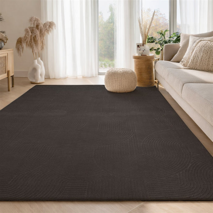 Elion Contemporary Charcoal Washable Rug 9'0\" x 12'0\" Indoor Area Rug