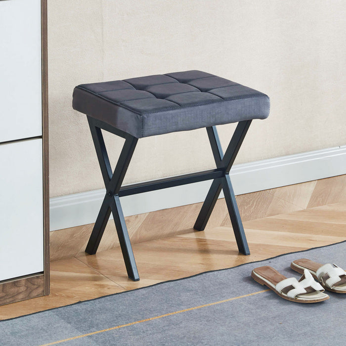 Owen Multi-Purpose Seating Accent Stool with Metal Legs,Grey Accent Chair