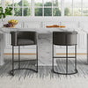 Cosmopolitan Mid-Century Modern Metal Upholstered Counter Stool in Graphite - Set of 3 Bar Stool | Tabouret de comptoir moderne du milieu du siecle Cosmopolitan en metal et tissu, graphite – Lot de 3
