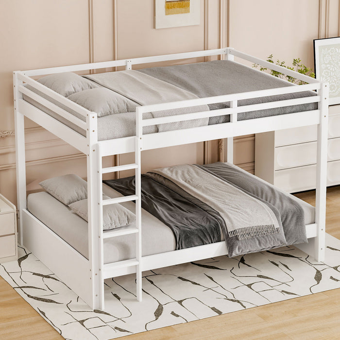 Ethan Solid Wood Queen Size Bunk Bed with Ladder, Sturdy & Space-Saving, White