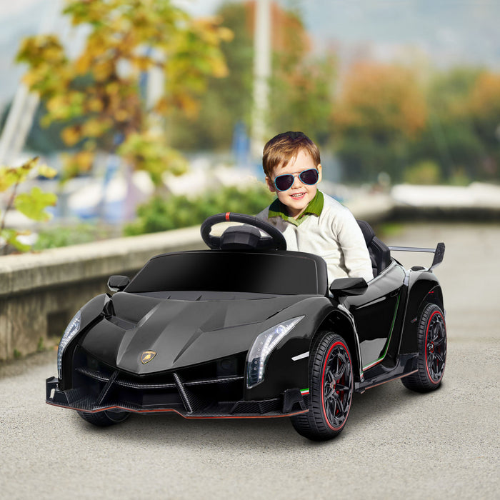 Aosom 12v Electric Powered Ride-On Car With Butterfly Doors, 4.3mph Kids Ride-on Toy For Boys And Girls With Remote Control, Bluetooth, Horn Honking, Music, Lights, Black
