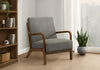 Monarch Specialties - Accent Chair, 34"H, Upholstered, Living Room, Bedroom, Grey Fabric, Brown Walnut Wood | Monarch Specialties - Chaise D'Appoint, 34"H, Rembourre, Salon, Chambre A Coucher, Gris Fonce, Bois Noyer Brun