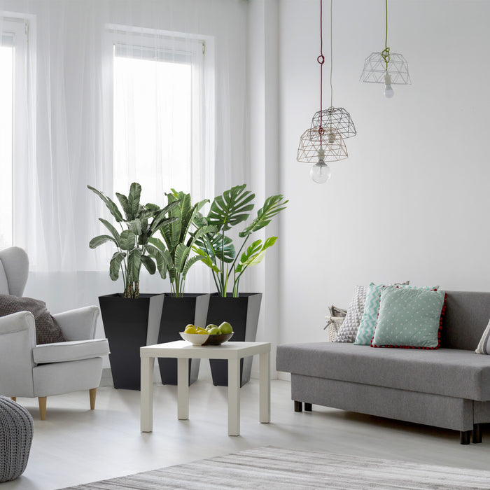 Outsunny 28\" Tall Outdoor Planter, Set Of 3 Large Taper Plastic Garden Flower Pots, Outdoor And Indoor For Entryway, Patio, Yard, Black