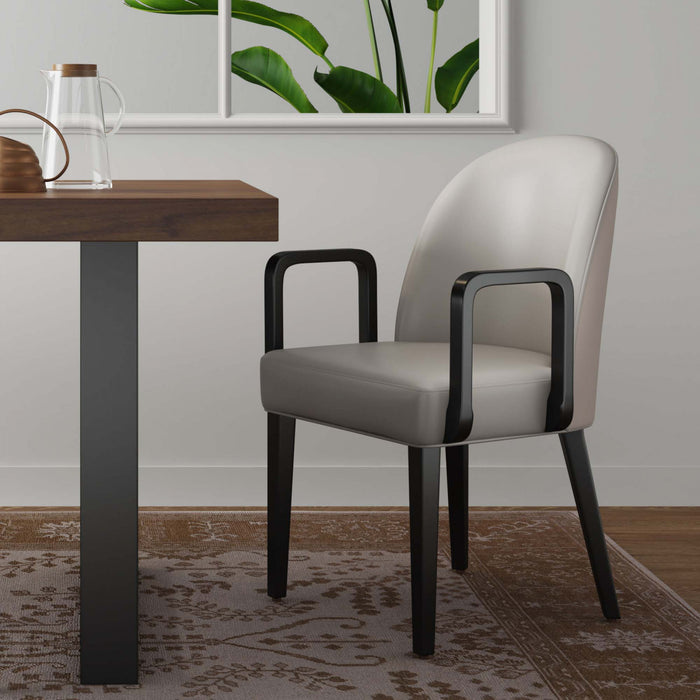 Hillman Modern Wood Upholstered Armchair in Light Gray Dining Chair