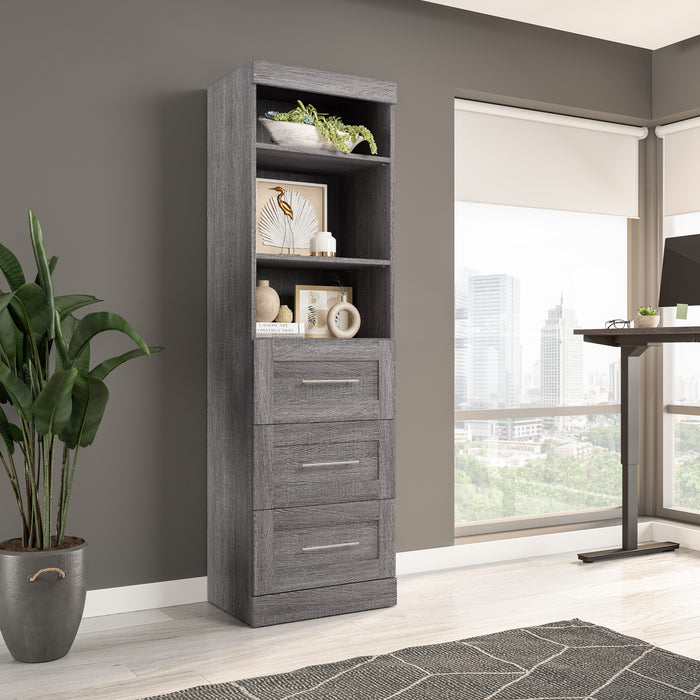 Bestar Pur 25 W Closet Organizer with Drawers - Bark Grey