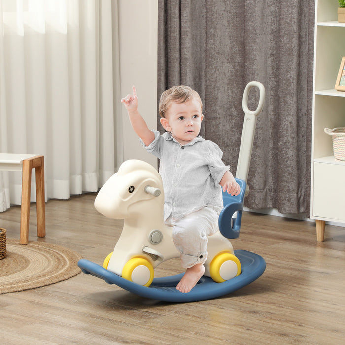 Qaba Rocking Horse, 4 In 1 Baby Ride On Horse, Push Car, Sliding Car With Detachable Balance Board & Push Handle, For 2-5 Years, Blue
