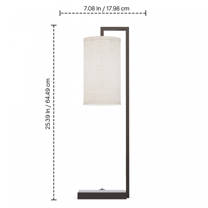 25\" Black Rectangular Frame Table Lamp with Cylinder Shade 