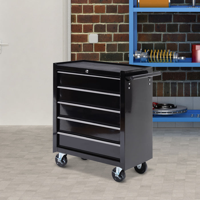 Homcom 5 Drawer Steel Rolling Tool Cabinet