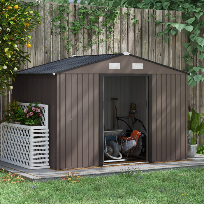 Outsunny 9.1'x 6.4' X 6.3' Garden Storage Shed W/ Steel Foundation Kit