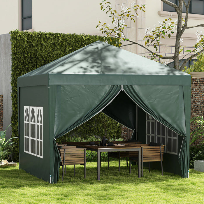 Outsunny 10'x10' Outdoor Pop Up Party Tent Gazebo Canopy With Carrying Bag (green)