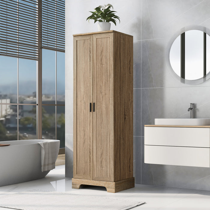 Liam Multi-Functional Storage Cabinet with Doors and Adjustable Shelves,Brown Accent Cabinet