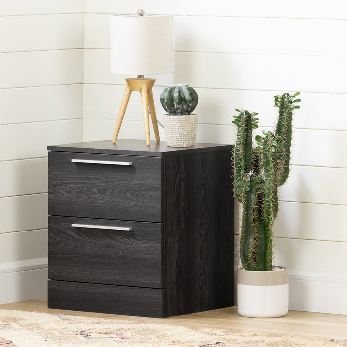 Step One Essential 2-Drawer Nightstand with 4 USB port Gray Oak - South Shore