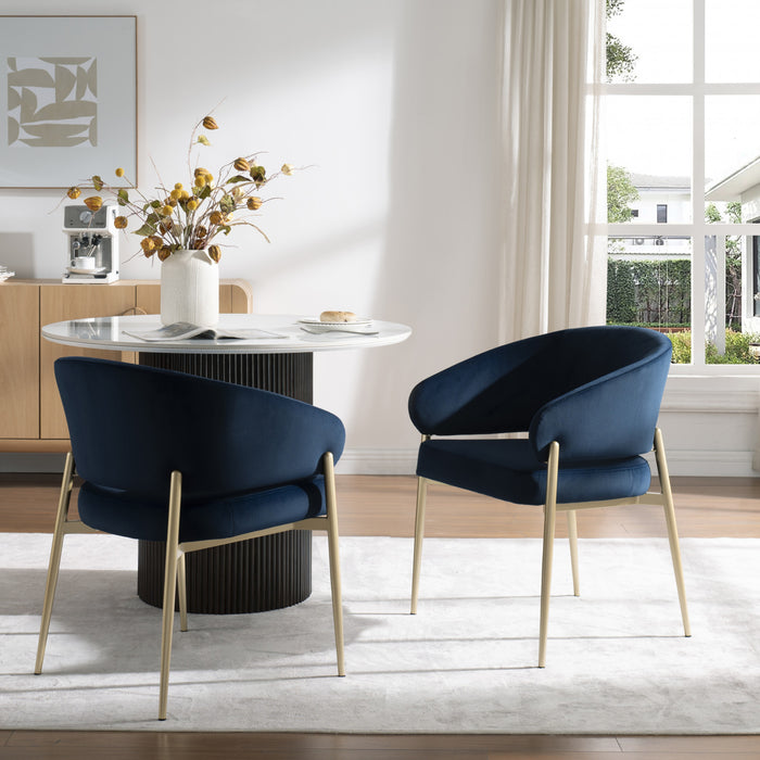 Jessie Modern Dining Chairs Set Of 2 With Upholstered Fabric Side Chairs And Metal Frame,blue