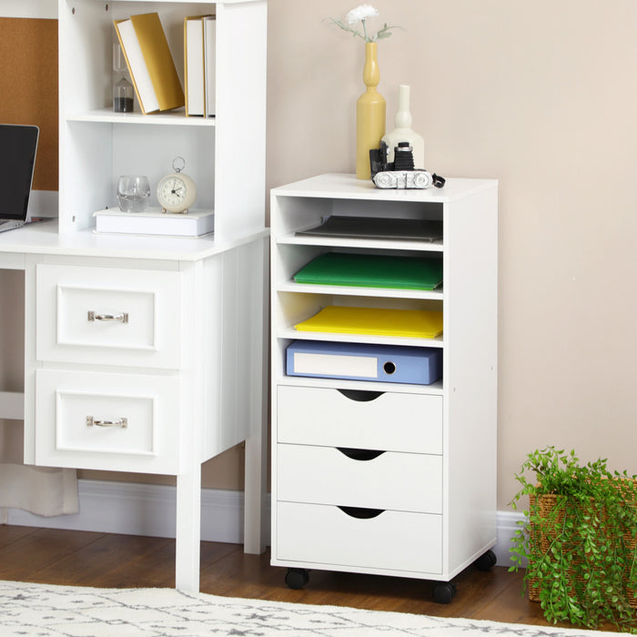 Vinsetto 3 Drawer Filing Cabinet With 4 Open Shelves