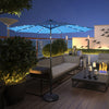 Costway 10' Solar LED Lighted Patio Market Umbrella Tilt Adjustment Crank Blue