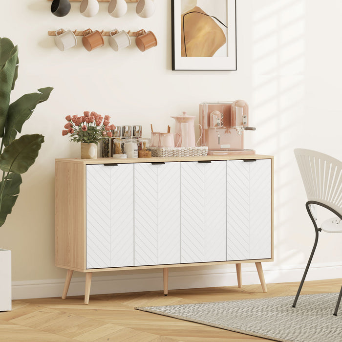 HOMCOM 47\" Sideboard, Buffet Cabinet with Adjustable Shelves, Natural