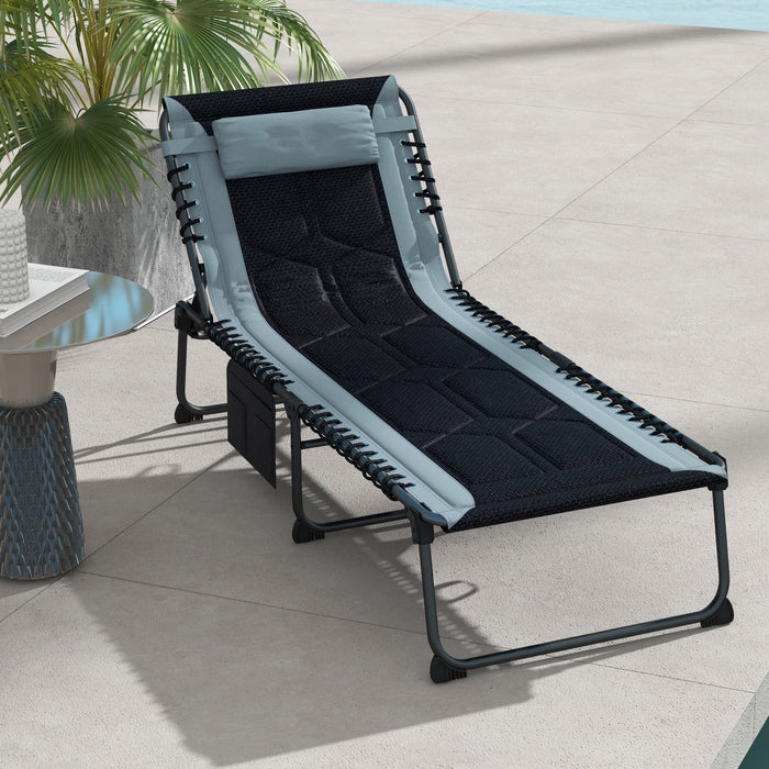 Outsunny Folding Chaise Lounge, Padded Reclining Tanning Chair, Black