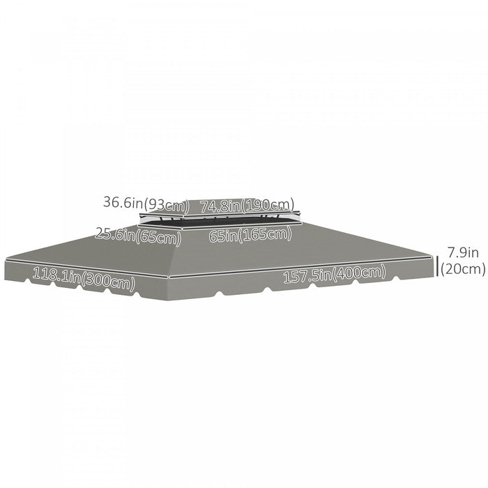 Outsunny 13.1' X 9.8' Gazebo Replacement Canopy, Double Vented Gazebo Top Cover For Garden Patio Outdoor (top Only) - Grey
