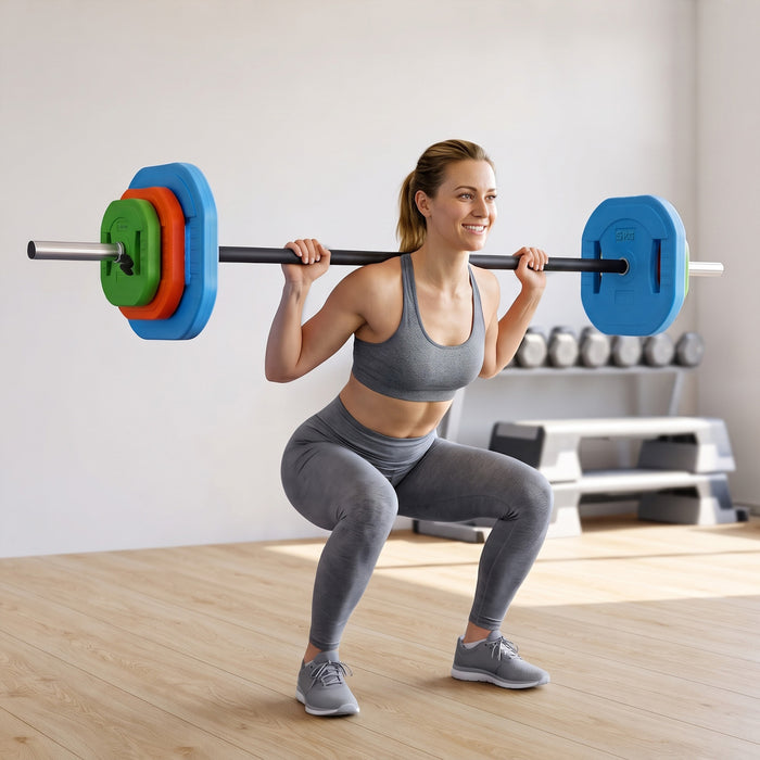 Soozier 44lbs Adjustable Barbell Weight Set, Barbell Bar, Multicolour