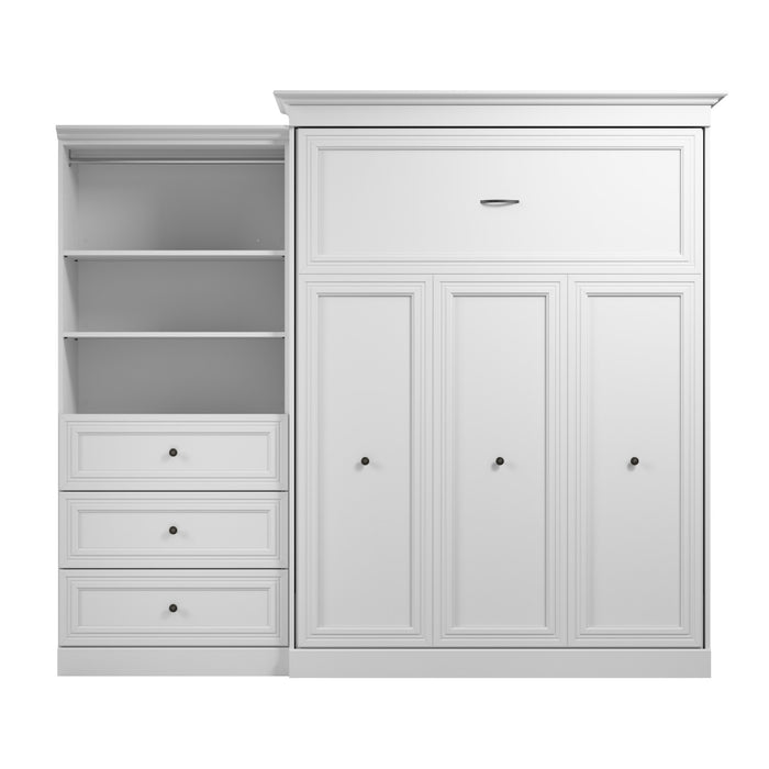 Bestar Versatile Queen Murphy Bed and Closet Organizer with Drawers (103 W) - White