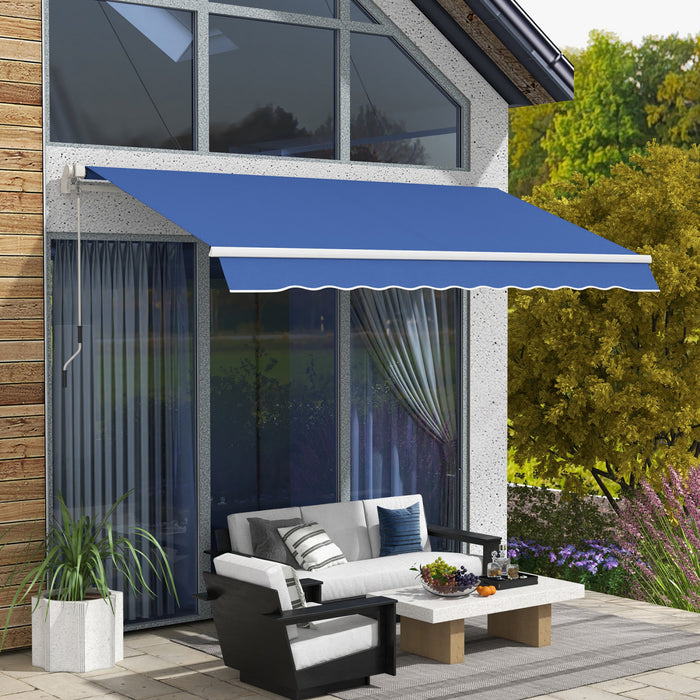 Outsunny Retractable Awning Manual Sun Shade Shelter Dark Blue