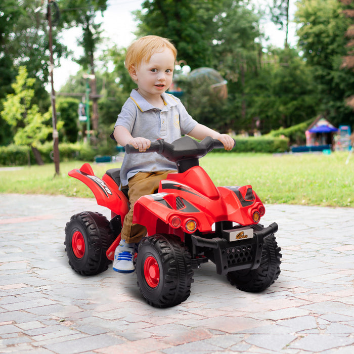 Qaba 6v Kids Atv Quad, 4 Wheeler Battery Powered Ride-On Electric Vehicle For Kids With Music, Forward, For Boys Girls Toddlers Ages 2-6 Years, Red