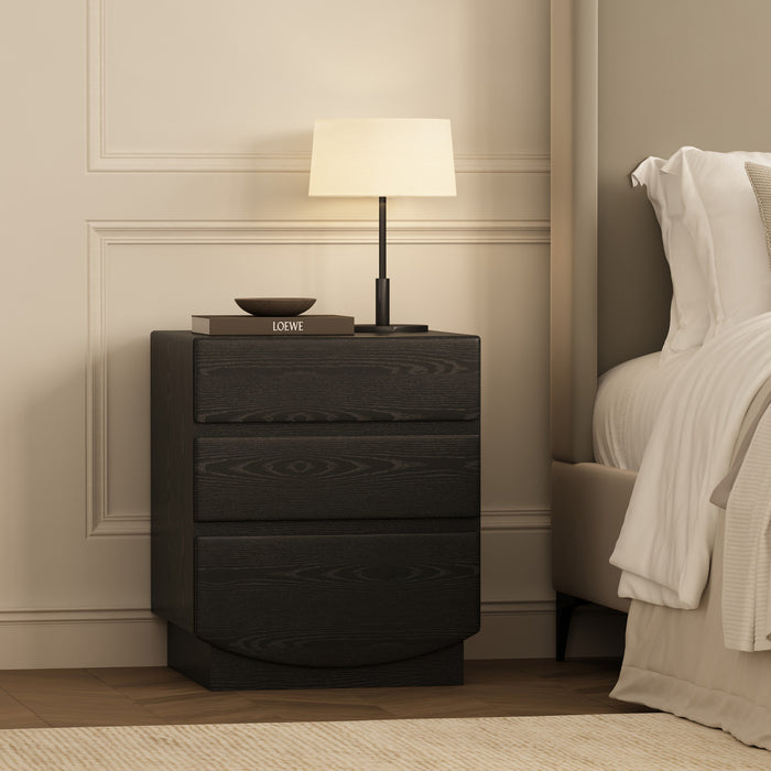 Ardea Contemporary 20\" Nightstand in Black (3-Drawer)