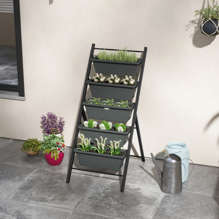 Outsunny 5-tier Vertical Raised Garden Bed With 5 Planter Boxes, Grey