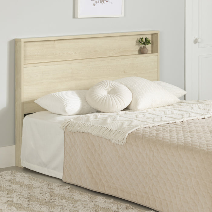 Fusion Headboard With Storage Shelf - Bleached Oak 