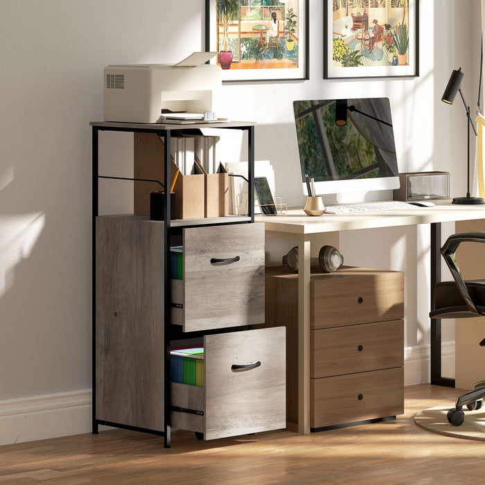 Vinsetto Filing Cabinet with Hanging Bars for Letter A4 Distressed Grey