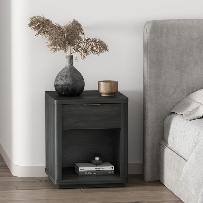 Evelyn Modern 20\" Nightstand in Charcoal Gray (1-Drawer)