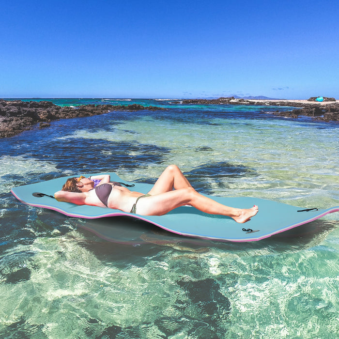 HOMCOM 7.5x4ft Floating Mat Floating Lily Pad Water Carpet Float Aqua Mat Water Recreation and Relaxing in Lake, River, Beach, Swimming Pool, Blue