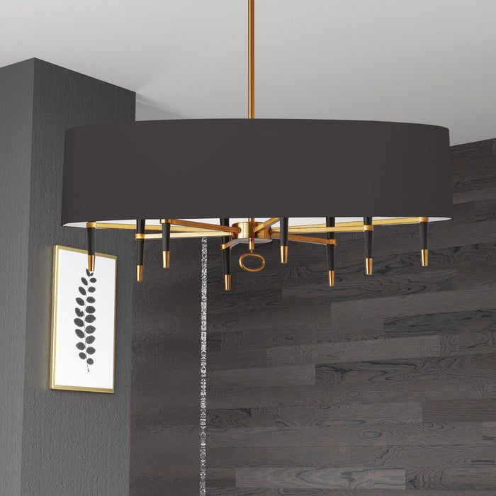Dainolite Langford 8 Light Horizontal Chandelier Vintage Bronze Black Shade Lamp
