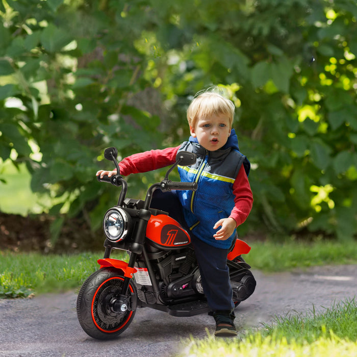 Aosom Kids Motorcycle, 6v Electric Motorcycle With Training Wheels, Foot Pedal, Headlight, Music, Forward/reverse, Single-button Start, Toddler Ride On Toy For 18+ Months, Red