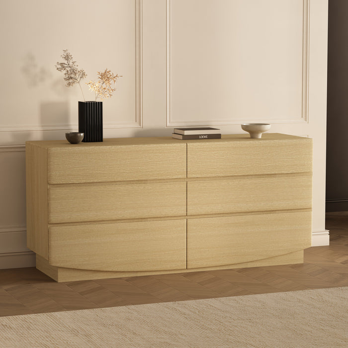 Ardea Contemporary 72\" Dresser in Natural Oak (6-Drawer)