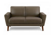 Upholstered Love Seat, 58" L, Brown Leather-Look, Walnut Wood Legs, Mid-Century, Modern Loveseat | Causeuse Rembourre, 58" L, Aspect Cuir Marron, Pieds En Bois De Noyer, Mid-Century